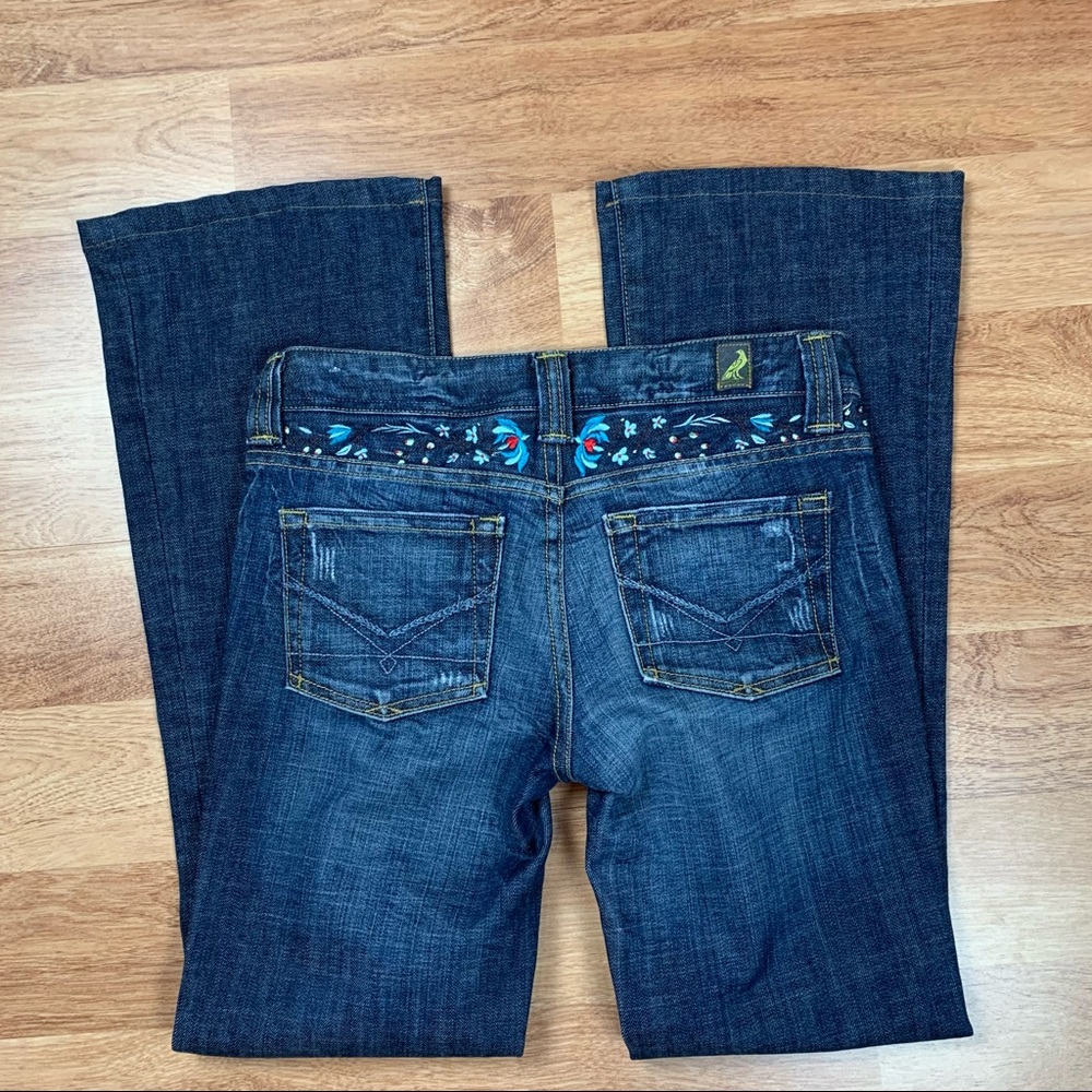Kasil The Denim Garden Eden Summer Vines Mid Rise Boot Fit Jeans Boho